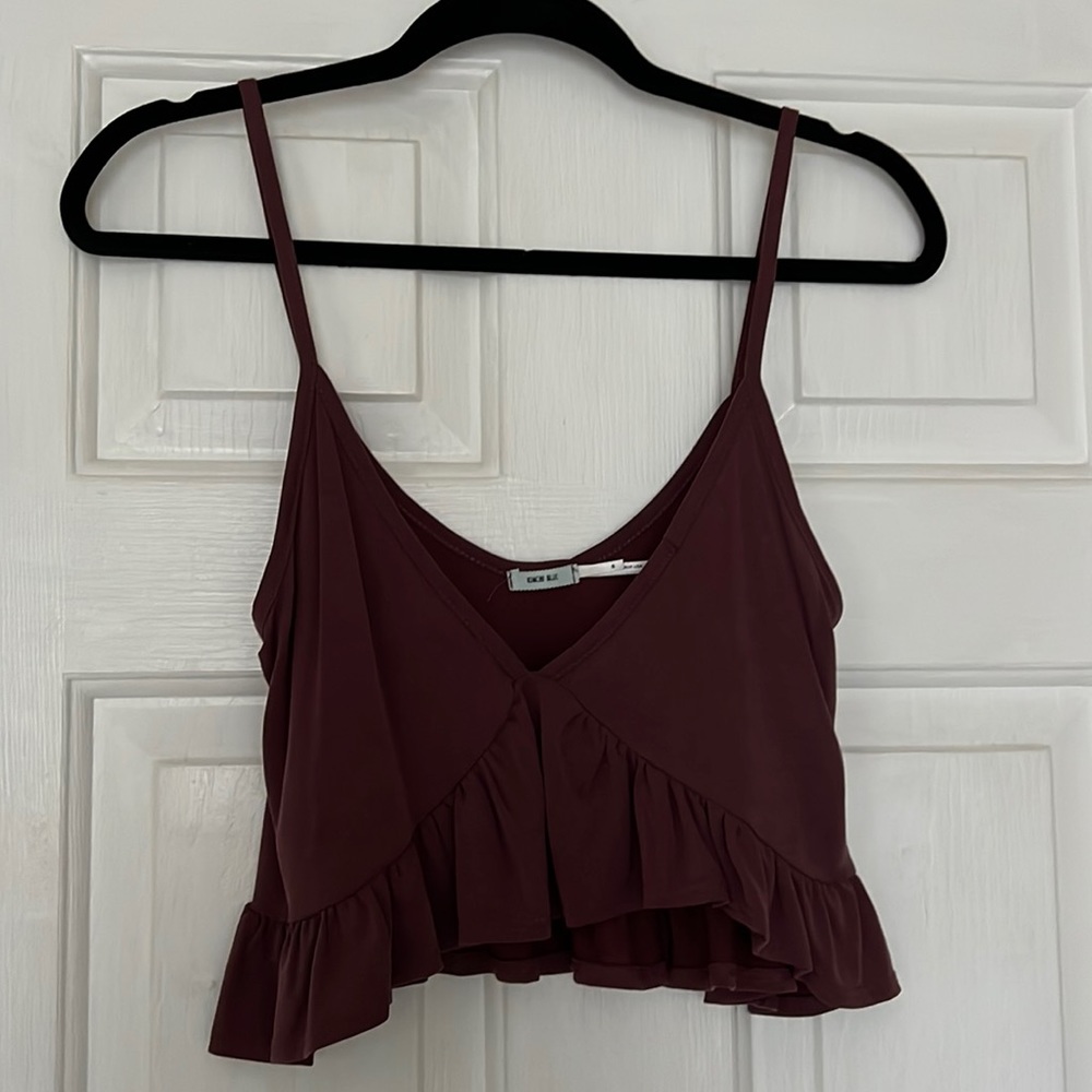 Purple ruffle crop top